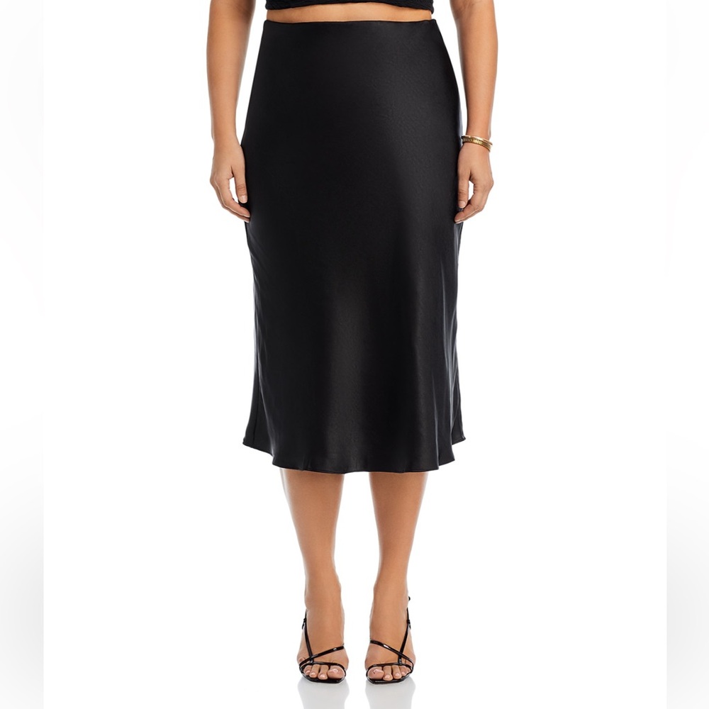 NEW- Aqua Satin Midi Sleep Skirt in Black